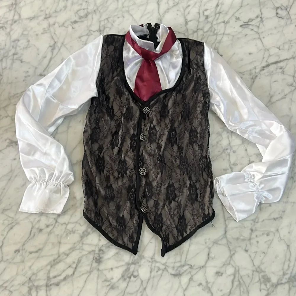 Vampire Dracula Costume Kids Cape and Vest Black Sz 7